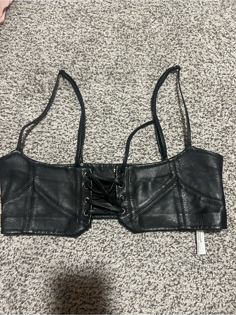 Free People 100% Leather Lace Up Top